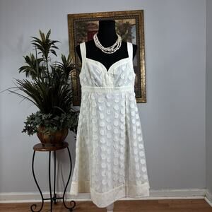 Adrianna Papell Barbiecore Dress Women 14 Off White Sleeveless Romantic Boho Y2K